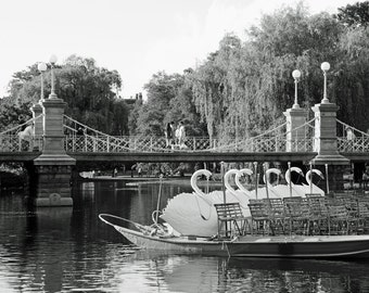 Swan Boats, Boston Photography, Black and White, Public Garden, Boston Photo, Fine Art Print, Wall Art, Home Decor