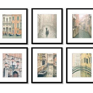 Venice Italy, Travel Decor, Set of 6 Prints, Black and White Photography, Gallery Wall, Print Set, Europe, Fine Art Print, Vertical Wall Art Color