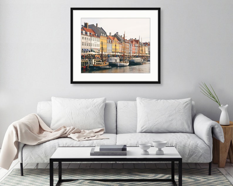 Copenhagen Print Nyhavn Colorful Houses Boats and Waterfront | Etsy