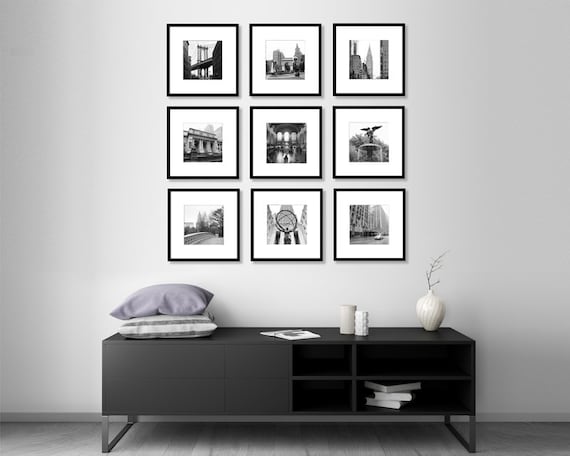 12x12 Gallery Wall Set, Black Photo Frame Set, Handmade Custom