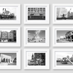 Detroit Wall Art Print Set, Black and White Photography, Detroit Gallery Wall, Office Decor, Detroit Gift, 5x7, 8x10, 11x14