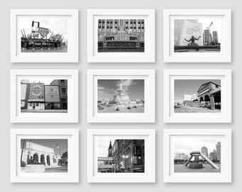 Detroit Wall Art Print Set, Black and White Photography, Detroit Gallery Wall, Office Decor, Detroit Gift, 5x7, 8x10, 11x14