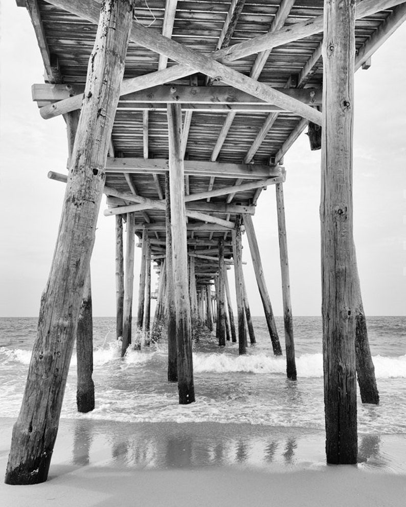 Black and White Beach Wall Art Beach Decor Pier Photography Etsy