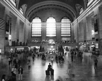 New York Print, Grand Central Station, Black and White Photography, NYC, Wall Art, New York City Art