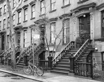 Greenwich Village, NYC Brownstone Print, New York Wall Art, Black and White Photography