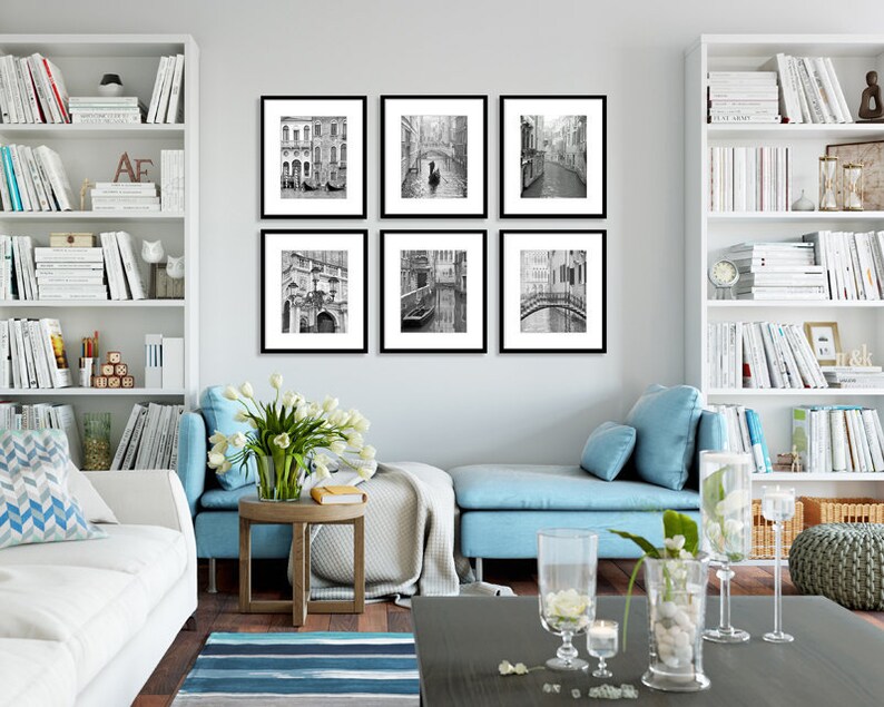 Venice Italy, Travel Decor, Set of 6 Prints, Black and White Photography, Gallery Wall, Print Set, Europe, Fine Art Print, Vertical Wall Art image 3