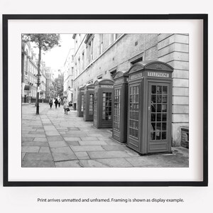 London Red Phone Booth Photography Print, Black and White or Color, Europe, Travel Decor Wall Art, London Gift image 4