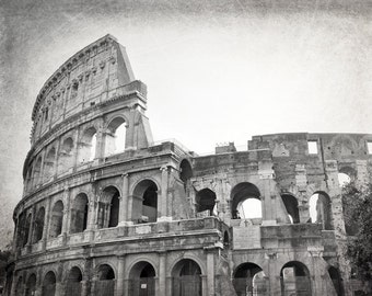 Colosseum, Rome Photography, Black and White Print, Rome Wall Art, Rome Italy, Travel Decor, Roman Ruins, Europe Decor, Gift for Traveler