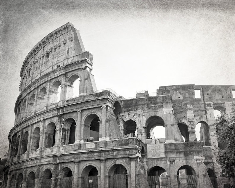 Colosseum Rome Photography Black and White Print Rome Wall Etsy