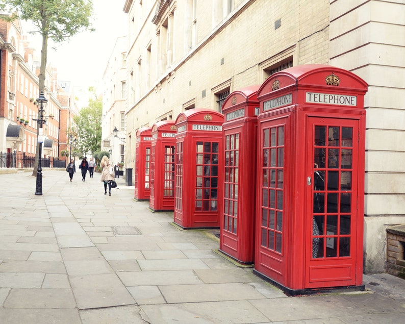 London Red Phone Booth Photography Print, Black and White or Color, Europe, Travel Decor Wall Art, London Gift Color