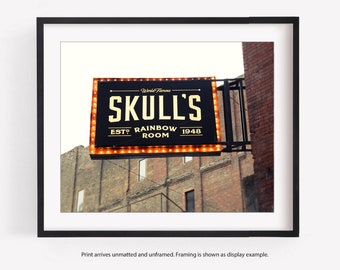 Nashville Skull's Sign, Country Music Bar, Rainbow Room, Color or Black and White Photography, Nashville Wall Art Print