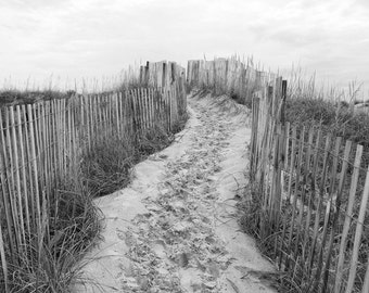 Black and White Beach Photography, Beach Decor, Sand Dunes Landscape Wall Art, Coastal Decor