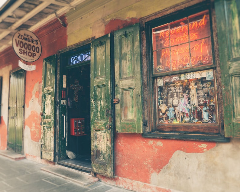 NOLA French Quarter Travel Decor New Orleans Photography New Orleans Wall Art Fine Art Print Rev Zombies Voodoo Shop
