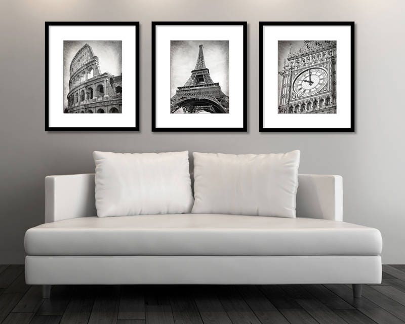 Set of 3 Prints Europe Black and White Photography - Etsy