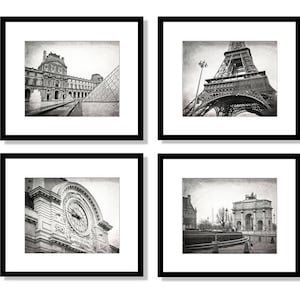 Paris Wall Art, Paris Decor, Black and White Photography, Eiffel Tower, Print Set, Gallery Wall, France, Europe, Travel, Set of 4 Prints