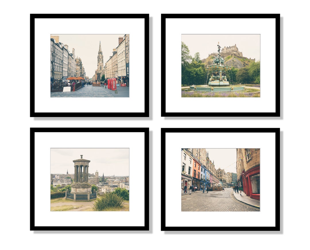 Edinburgh Prints, Set of 4 Prints, Scotland Travel Wall Art, Royal Mile