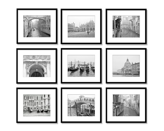 Venice Print Set Italy Black And White Wall Art Gallery Etsy