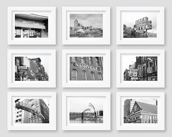 Nashville Wall Art Print Set, Black and White Photography, Country Music Decor, Music City Prints, Gallery Wall, Nashville Gift