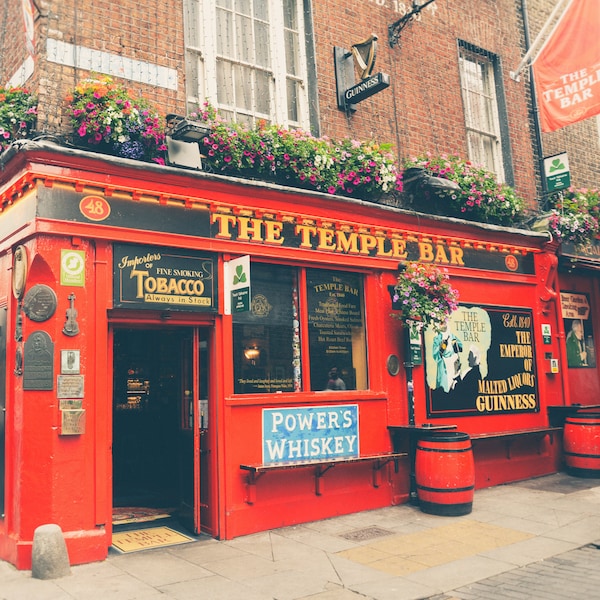 Temple Bar, Dublin Pub, Ireland Travel Wall Art Print, Irish Pub, Black and White, or Color Photography