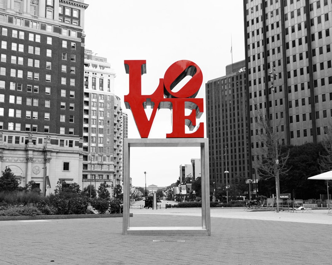 Love Park, Philadelphia Print, Black and White Photography, Philly Wall