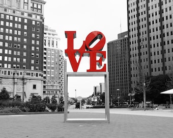 Love Park, Philadelphia Print, Black and White Photography, Philly Wall Art