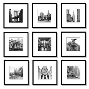 New York Gallery Wall Set, Black and White Photography, NYC, New York City Decor, Set of 9 prints, 5x5, 8x8, 10x10, 12x12, Square Prints