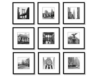 New York Gallery Wall Set, Black and White Photography, NYC, New York City Decor, Set of 9 prints, 5x5, 8x8, 10x10, 12x12, Square Prints