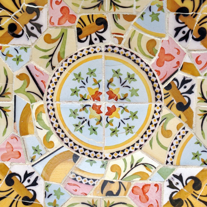 Spanish Tile Wall Art Floral Mosaic Gaudi Barcelona Spain Etsy UK