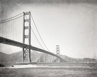 Golden Gate Bridge, San Francisco Photography, California, Landscape, Fine Art Print, Black and White, Wall Art, Travel Decor
