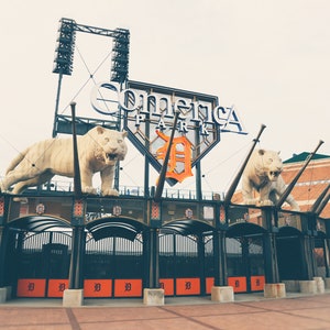 Detroit Tigers, Baseball Stadium, Comerica Park, Detroit Print, Black and White Photography, Detroit Wall Art, Detroit Sports Gift
