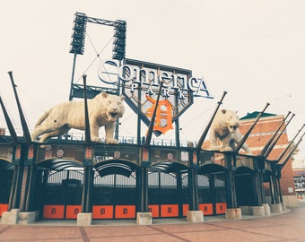 Detroit Tigers, Baseball Stadium, Comerica Park, Detroit Print, Black and White Photography, Detroit Wall Art, Detroit Sports Gift