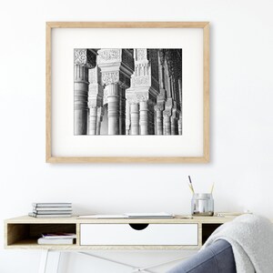 Alhambra Black and White Photography Print, Granada Spain, Travel Decor Wall Art, Alhambra Columns image 3
