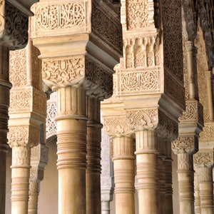 Alhambra Black and White Photography Print, Granada Spain, Travel Decor Wall Art, Alhambra Columns image 7