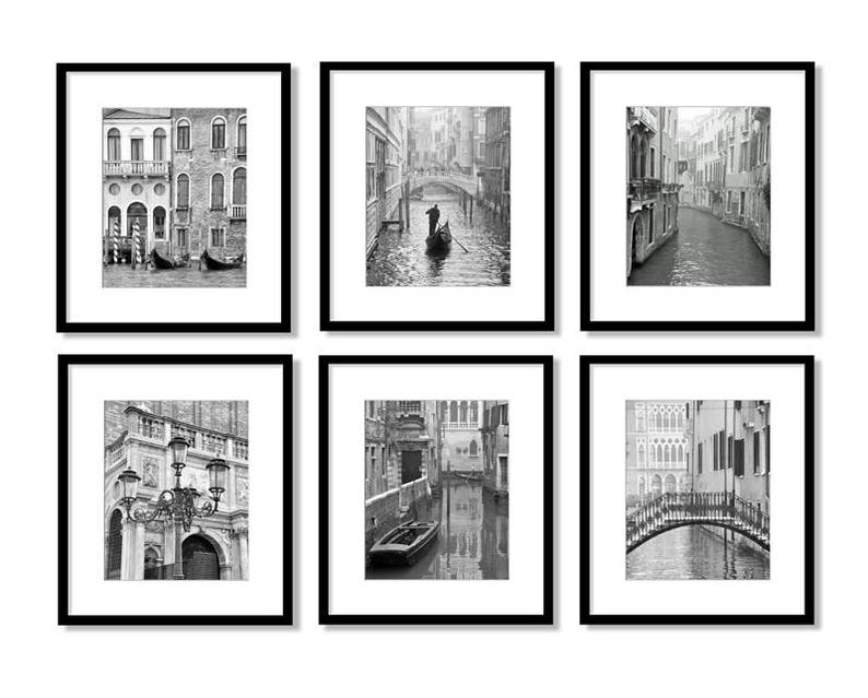 Venice Italy, Travel Decor, Set of 6 Prints, Black and White Photography, Gallery Wall, Print Set, Europe, Fine Art Print, Vertical Wall Art Black & White