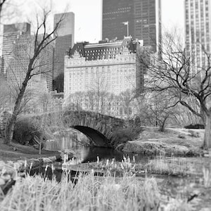 Central Park, Gapstow Bridge, Plaza Hotel, New York Photography, Black and White, Landscape, NYC, Romantic, New York Wall Art, Home Decor