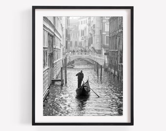 Venice Italy Print, Black and White Photography, Europe Travel Decor, Vertical or Square Wall Art Print