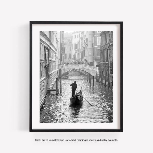 Venice Italy Print, Black and White Photography, Europe Travel Decor, Vertical or Square Wall Art Print