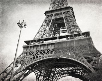 Paris Eiffel Tower, Black and White Paris Print, Paris Photography Wall Art, Paris Travel Decor, Europe, France