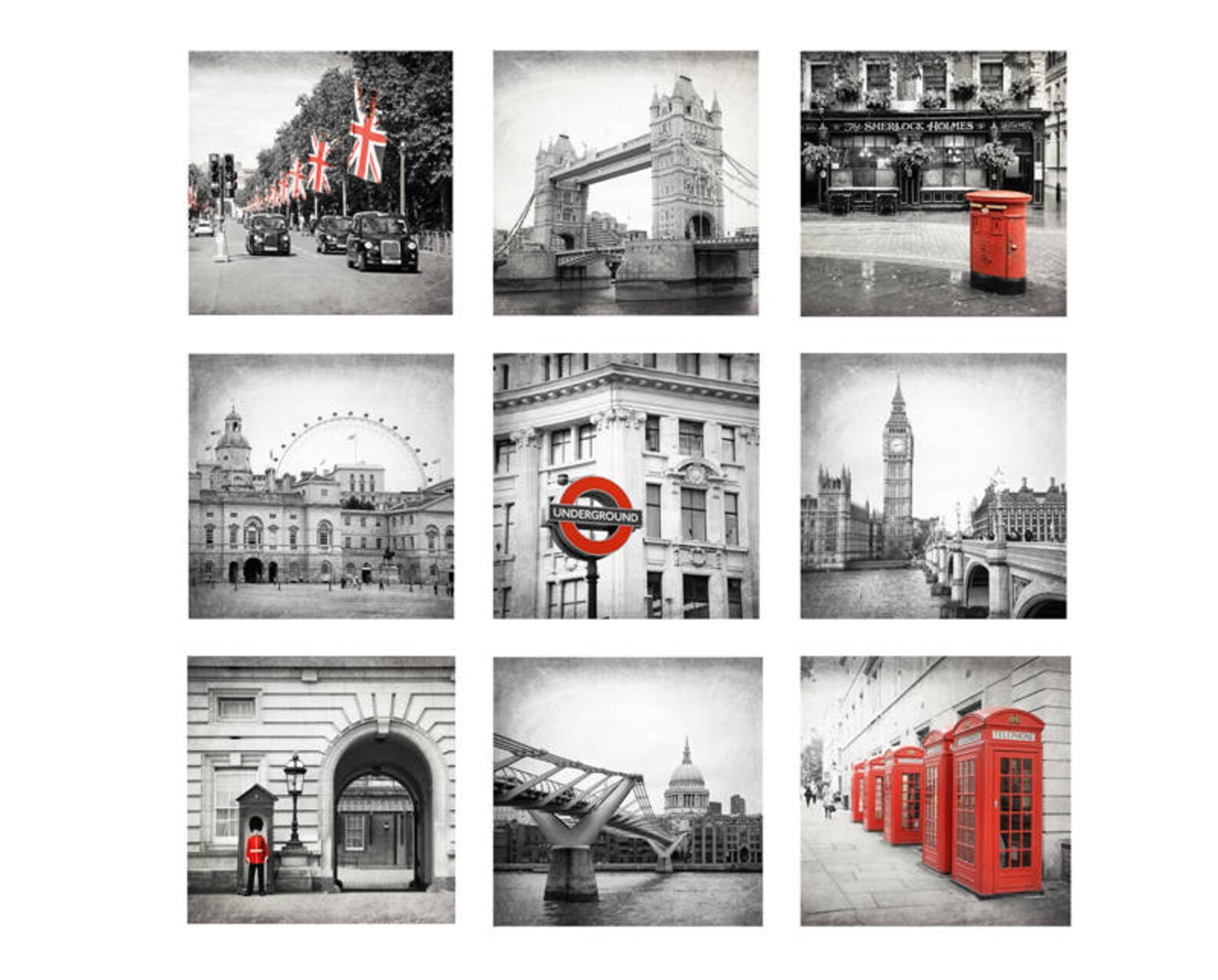 London Wall Art Print Set London Photography Prints Black Etsy