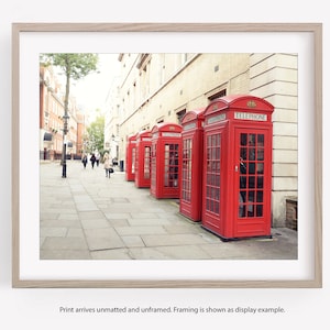 London Red Phone Booth Photography Print, Black and White or Color, Europe, Travel Decor Wall Art, London Gift image 1
