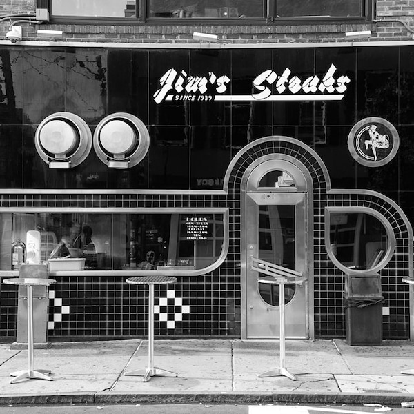 Philadelphia Print, Philly, Jims Steaks, South Street, Black and White Photography, Wall Art, Philadelphia Gift