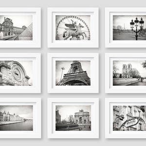 Paris Wall Art, Paris Print Set, Black and White Photography, Gallery Wall, Paris Decor, Eiffel Tower, Travel Decor, Set of 9 Prints