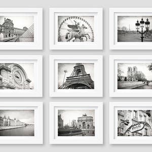 Paris Wall Art, Paris Print Set, Black and White Photography, Gallery Wall, Paris Decor, Eiffel Tower, Travel Decor, Set of 9 Prints image 1