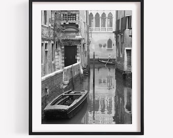 Venice Italy Photography, Black and White Print, Travel Decor, Europe Print, Vertical Wall Art