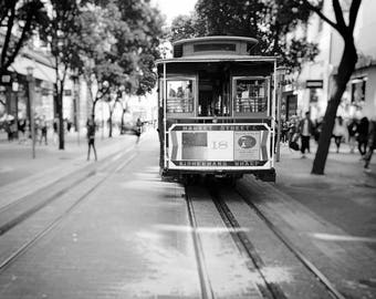 Black and White San Francisco Print, Cable Car, San Francisco Photography, California Wall Art, Streetcar, Fine Art Print, Home Decor