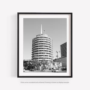 Capitol Records Building, Black and White Los Angeles Photography, LA Wall Art, Horizontal Vertical or Square Print