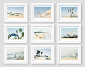 Los Angeles Beach Wall Art, Black and White Photography Prints, Malibu, Santa Monica, Venice Beach, Gallery Wall, Set of 9, 5x7, 8x10, 11x14