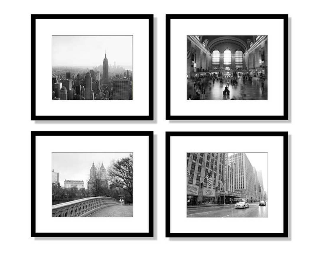 New York Wall Art Print Set, Black and White Photography, Set of 4 ...