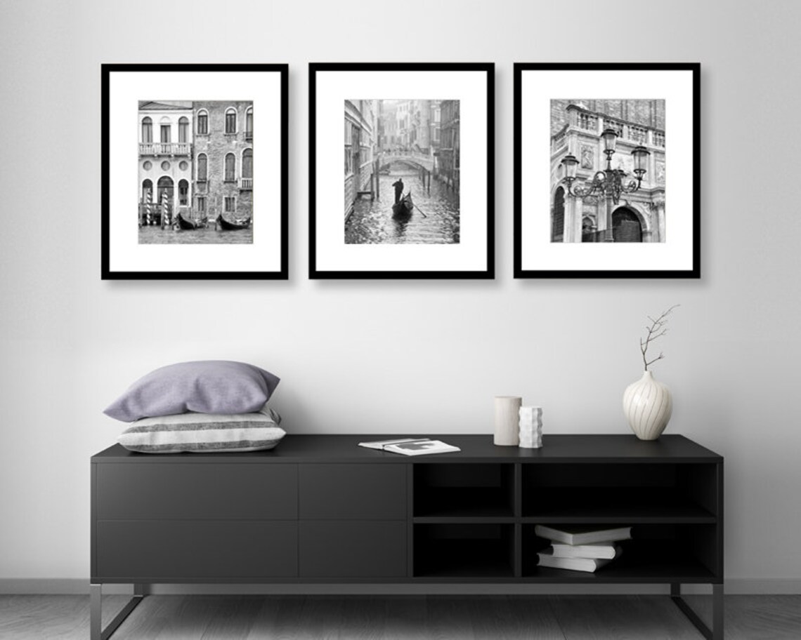 Venice Wall Art Set of 3 Prints Italy Black and White Etsy