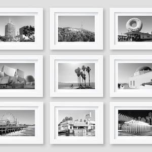 Los Angeles Prints, Black and White Photography, Los Angeles Wall Art, California, Hollywood, LA Gallery Wall, Set of 9 Photos